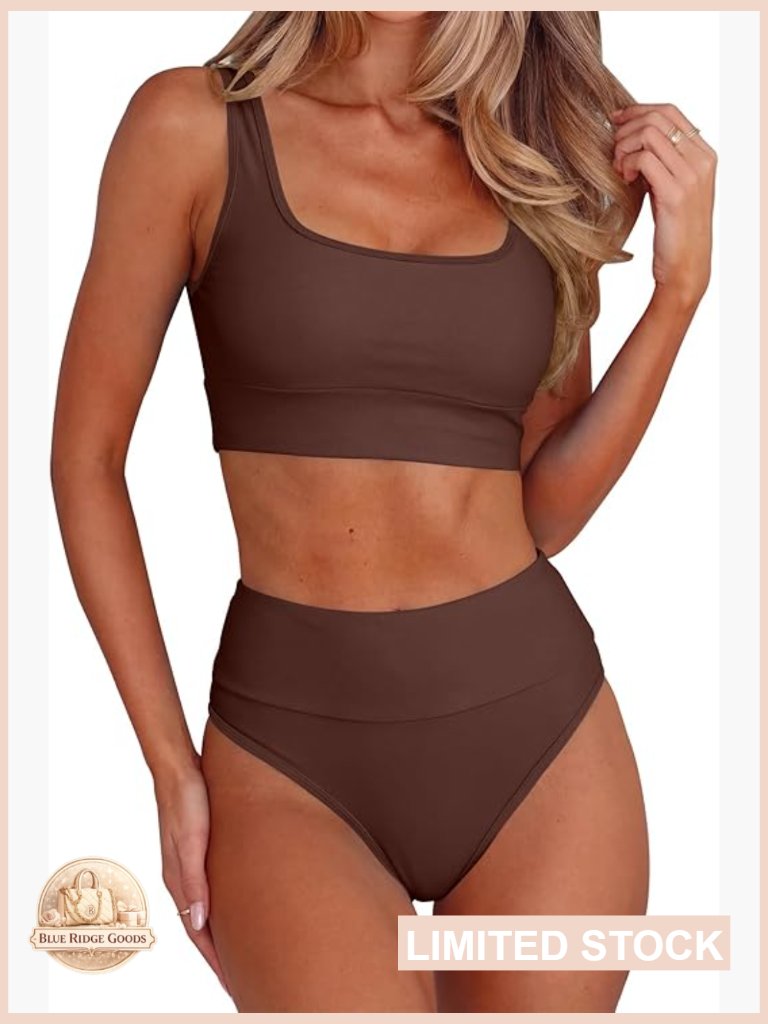 High Waisted Bikini Set Two Piece Tummy Control Swimsuits High Cut Summer Beach